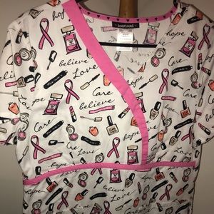 Pink themed scrub top